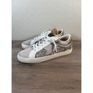 New Vintage Havana Kate Snake Lace Up Womens 8‎ Shoes Gold Grey White Sneaker